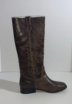 Botas Frye & Co 10M Pull On Marrón Cuero Envejecido Tachonado Fénix Vaquero Foto 1 de 4