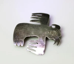 Vintage Sterlingsilber Handarbeit Halloween Eule Pin 1,5" - 7708 - Bild 1 von 4