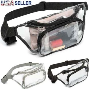 Waterproof Clear Waist Bag Transparent Zip Fanny Pouch Adjustable Strap Outdoor - Picture 1 of 9