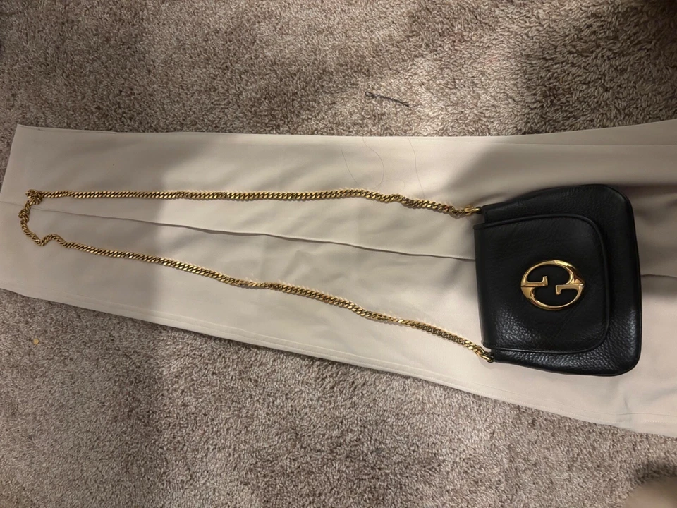 gucci purse black leather mini crossbody authentic minor flaws - Image 1 of 4