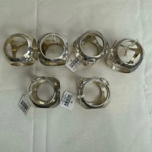 Juego de 8 anillos de servilleta de cajón y barril gruesos enchapados en plata de colección NOS - Imagen 1 de 2