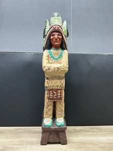 Frank Gallagher Signed Carved Cigar Store Native American Indian Statue 30” - Foto 1 di 24