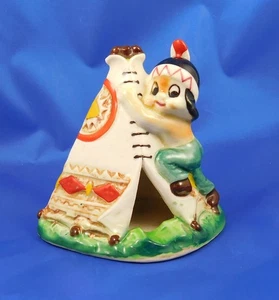 VINTAGE NEUES KERAMIK PORZELLAN INDISCHES TIPI MIT EINEM TAPFEREN AUF TEPPE ASCHENBECHER # 172 - Bild 1 von 8