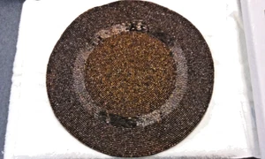 Round Brown Beads Beaded 14.75" Placemat or Charger with Fabric Backing - Picture 1 of 14