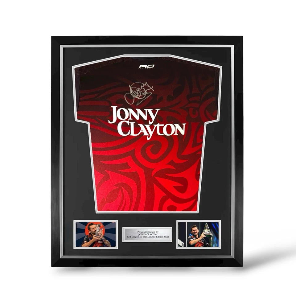 Jonny Clayton Signed Official Red Dragon 50 Years Anniversary Shirt- Framed - Image 1 of 1