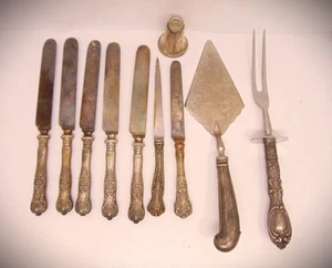 Sterling Schrott 799g gewichtetes Silber Servierstücke alle geprüft Glaseinsatz - Bild 1 von 8