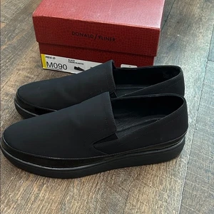 Zapatos planos Donald J Pliner para mujer 251830 de tela negra Meg sin cordones talla 9 M - Imagen 1 de 8