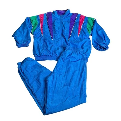 Traje de chándal cortavientos vintage años 90 Bocoo para mujer M chaqueta pantalones nailon retro forrado Foto 1 de 4