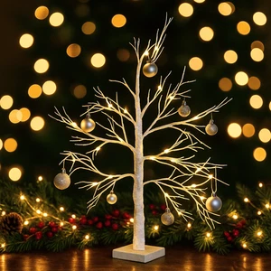 Christmas Twig Tree 60cm Pre-Lit LED Rustic Decoration Warm White Table Top Xmas - Picture 1 of 24