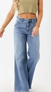 Judy Blue Wide Leg Stretch Jeans •11/30• Medium Wash Flare Relaxed 32" Schrittlänge EXC - Bild 1 von 11