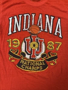 T-shirt vintage Indiana University National Champs taglia media rossa 1987 - Foto 1 di 16
