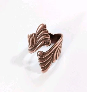 Size 9+ Solid Copper Scroll Bypass Ring - Signed S Bell - Bild 1 von 9