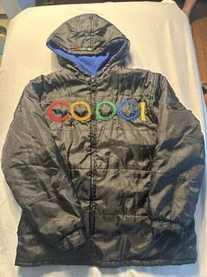 COOGI Black Puffer Jacket Hooded Full Zip Embroidered Logo Hip Hop Style Medium - Image 1 of 4