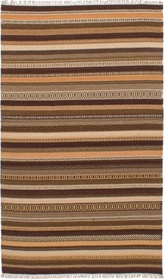 Vintage Hand Woven Traditional Kilim Rug 4'11" x 8'1" Oriental Wool Carpet - Image 1 of 2