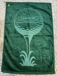 Toalla de golf verde de 16" x 24" para seguros y servicios financieros de PAÍS con gancho de clip - Imagen 1 de 11