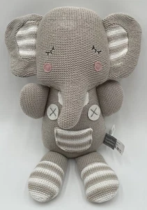 Living Textiles Theodore Elephant 13” Knitted Gray Plush Rattle Stuffed Toy - Picture 1 of 8