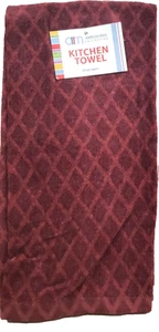 1 (ein) Bedrucktes Küchen-Frottee-Handtuch (15"x25") Burgunderrot Diamanten Design, AM - Bild 1 von 7