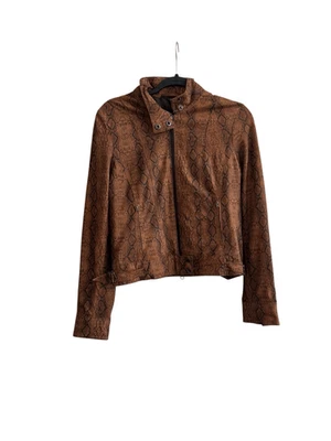 全新带标签 What Goes Around Comes Around 皮革棕色蛇纹赛车 M 码 WGACA B — 第 1/4 张图片