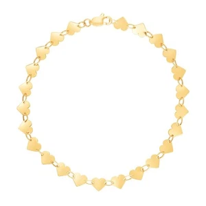 14k Yellow Gold 7 inch Mirrored Heart Chain Bracelet (5.00 mm) - Picture 1 of 3