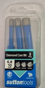 Sutton Tools 6, 8, 10mm Diamond Core Dry / Wet Cut Bit Set - BRAND NEW - Picture 1 of 3