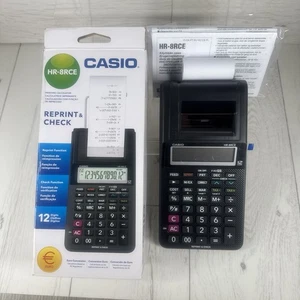 Casio HR-8RCE Printing Calculator Reprint & Check 12 Digits LCD Black 58mm New - Picture 1 of 7