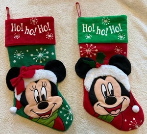 "Medias de Navidad vintage de Mickey Minnie Mouse Ho Ho Ho 18"" 3D" de Disney Store - Imagen 1 de 5