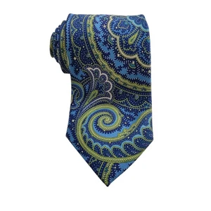 Corbata Chaps para hombre 100 % seda cachemira azul verde estampado audaz hecha a mano - Imagen 1 de 9