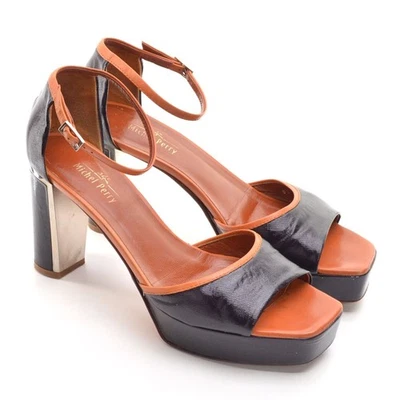 Zapatos de salón Michel Perry con correa al tobillo 39/8,5 azul plataforma tacón alto para dama Foto 1 de 4