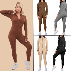 Mujeres Manga Larga Body Deportes Yoga Fitness Gimnasio Mono Gato Mono Mono - Imagen 1 de 17