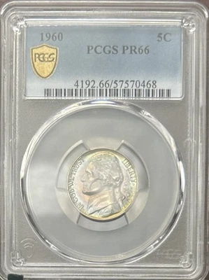 1960 Proof Jefferson Nickel - PCGS PR66 - Rainbow  Toned - Image 1 of 4
