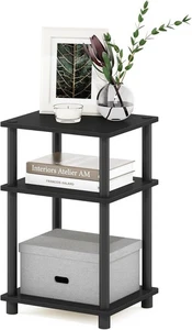 Furinno Just 3-Tier Turn-N-Tube End 1-Pack, Plastic Poles, Americano/Black  - Picture 1 of 8