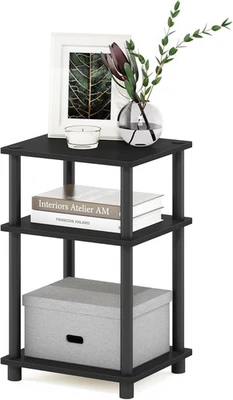 Furinno Just 3-Tier Turn-N-Tube End 1-Pack, Plastic Poles, Americano/Black  - Image 1 of 4