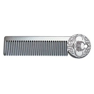 Death Grip Platinum Schnurrbartkamm für Herren, klein, Taschenformat, silber - Bild 1 von 9