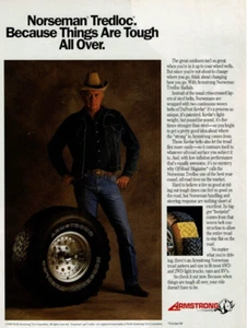 1990 Vintage Print Ad Armstrong Norseman Tredloc Radials Cowboy Because Things - Bild 1 von 2