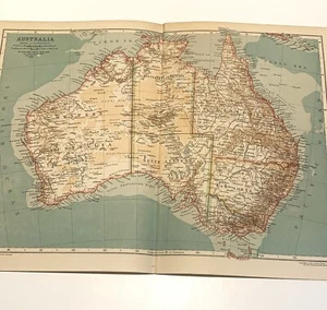 1910 Map of Australia - Encyclopaedia Britannica - With Color Coding For Deserts - Picture 1 of 7