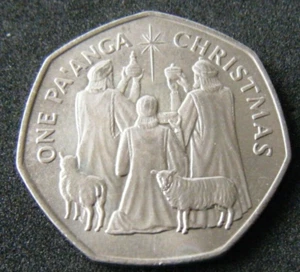 1986 TONGA CHRISTMAS ONE PA'ANGA COIN - Picture 1 of 2
