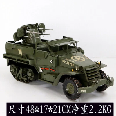 Modelo de coche de hojalata Segunda Guerra Mundial Ejército de Estados Unidos Willys Jeep camión modelo antiguo artesanía regalos Foto 1 de 2