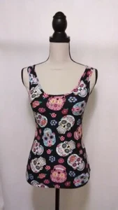 No Boundaries Women Junior Sugar Skull Day of the Dead NEW Cami Tank Size M 7-9 - Picture 1 of 7