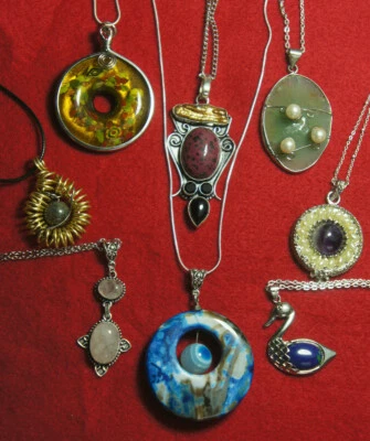 Halskette mit Anhänger Aventurin Perlen  Amethyst Lapislazuli uvm - Bild 1 von 4