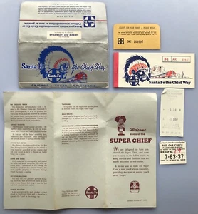 1970 ATSF Santa Fe Railroad Passenger Coupon & Super Chief Schedule Timetable - Picture 1 of 5