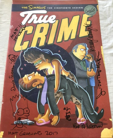 Simpsons cast autographed signed 2017 SDCC poster Matt Groening Nancy Cartwright Cover