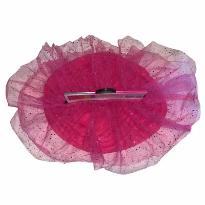 Hot Pink Glitter Tutu Girls Dress Up Tutu Skirt Sz Med 8-10 Halloween Costume   - Image 1 of 4
