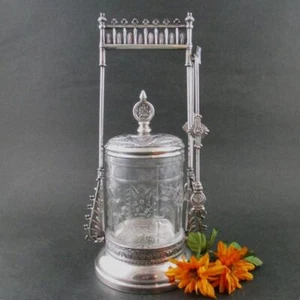 Antique PICKLE CASTOR - Original Clear EAPG "Oriental" Jar - WEBSTER #48, c.1885 - Picture 1 of 16