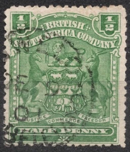 SG75 1898  ½ d British South Africa Company  Coat of Arms 1898-1909 , used , HH - Picture 1 of 2