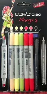 Copic Ciao 5+1 Manga Marker Set - 8 (Pack of 5 + Multiliner Pen) - Picture 1 of 2