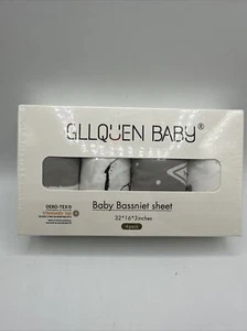 Gllquen Baby Bassinet Sheet 4 Pk. Assorted Prints 32* 16* 3  Factory Sealed Star - Picture 1 of 4
