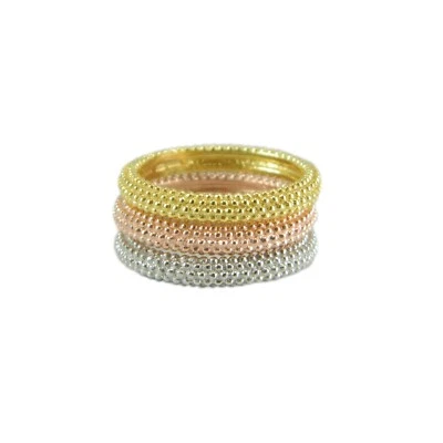 Anello Donna 3 Fedine Sarde in Argento con Lavorazione a Pallini - Immagine 1 di 4