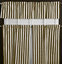 Poly Cotton Striped Print 3-Piece Kitchen Valance/Tier Café Curtain Window Set