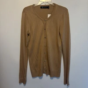 Cardigan donna manica lunga con bottoni NY&C nuovo con etichette taglia M marrone beige sabbia - Foto 1 di 7