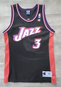 Camiseta Bryon Russell Utah Jazz Vintage Campeón Talla 40 NBA Años 90 Negra - Imagen 1 de 8